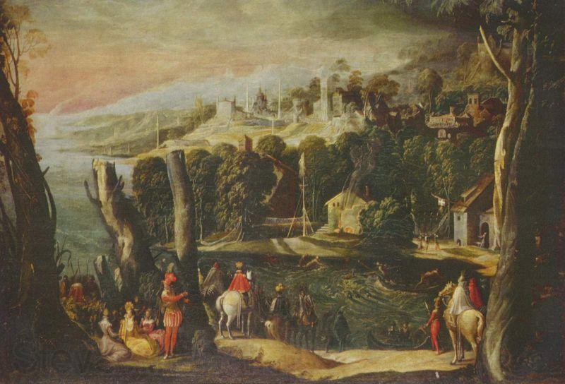 Pietro, Nicolo di Landschaft mit Damen und Reitern Norge oil painting art